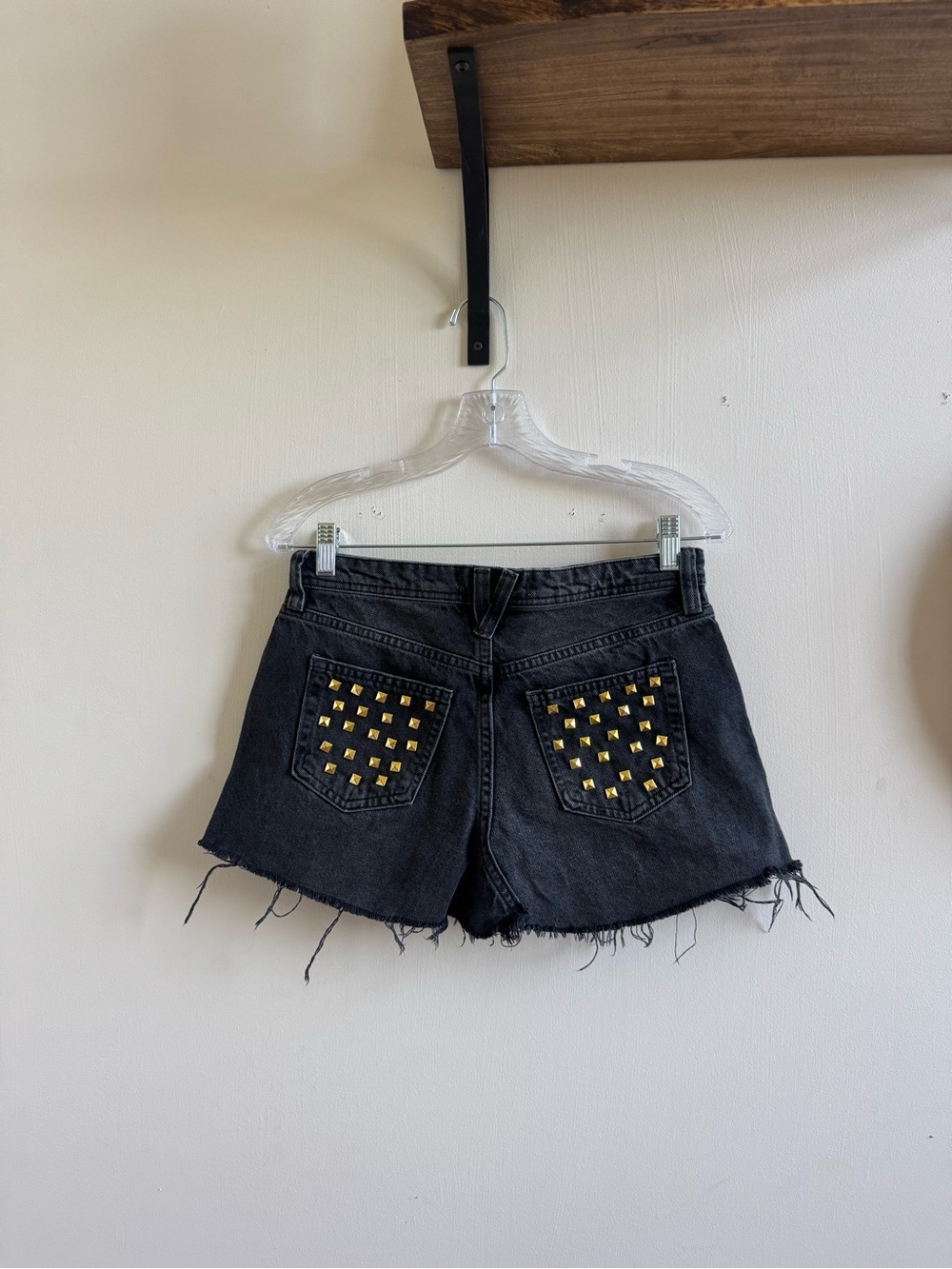 Free People Black Studded Denim Mini Skirt | Y2K Low Rise
